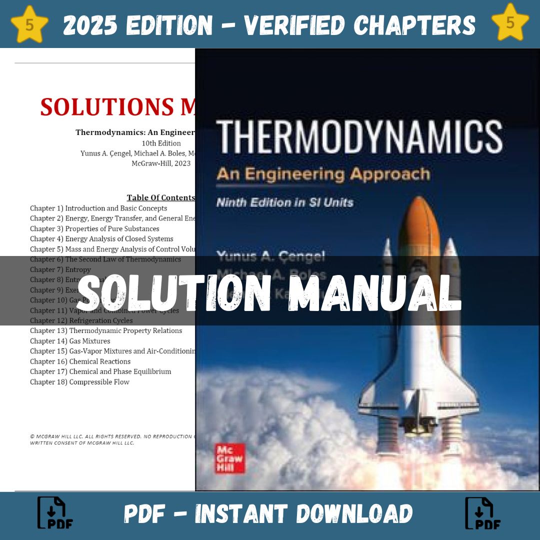 Solution Manual – Thermodynamics An Engineering Approach 10th Edition (Cengel, 2024)-ExamThrive