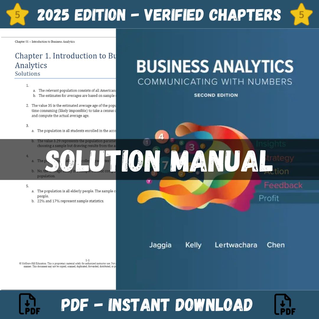 Solution Manual – for Business Analytics 2nd Edition (Jaggia, 2023)-ExamThrive
