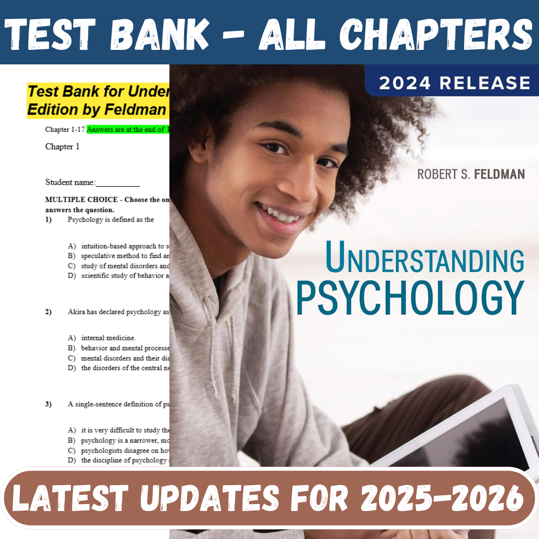 Test Bank For Understanding Psychology 15th Edition By Feldman-ExamThrive