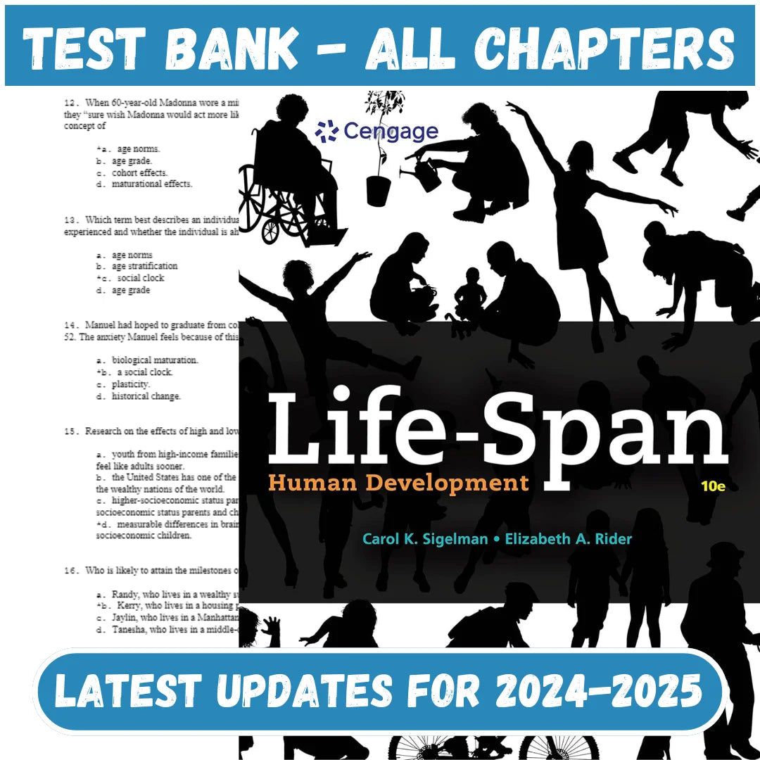 Test Bank for Life Span Human Development 10th Edition by Sigelman-ExamThrive