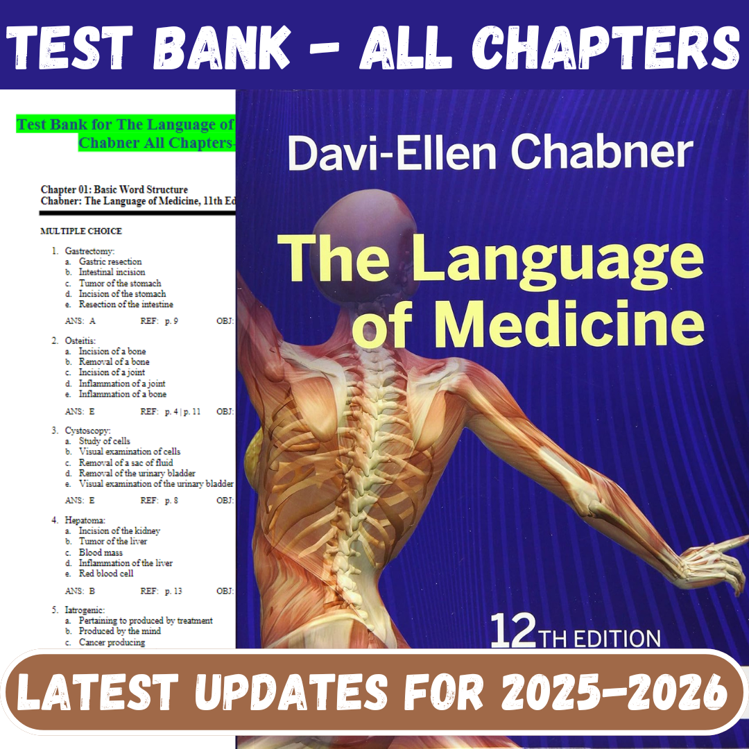 Test Bank for The Language of Medicine 12th Edition by Davi-Ellen Chabner-ExamThrive