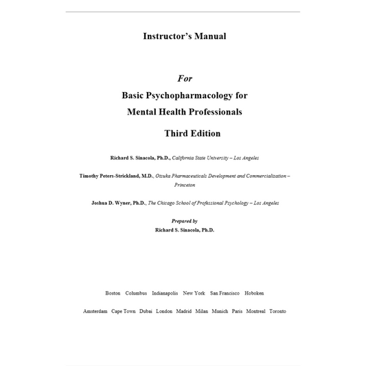 Solution Manual For Basic Psychopharmacology for Mental Health Professionals 3rd Edition By Sinacola-ExamThrive