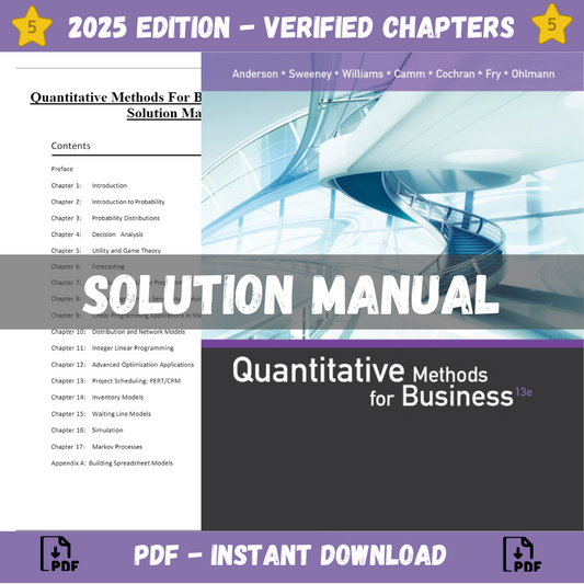 Solution Manual – Quantitative Methods for Business, 13th Edition (Anderson, 2016)-ExamThrive