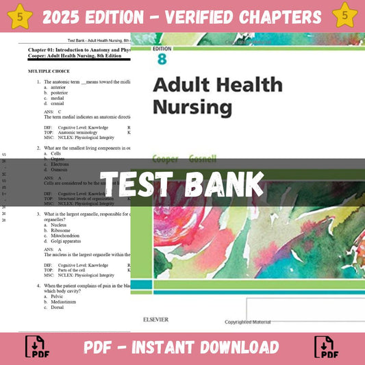 Test Bank – Adult Health Nursing, 8th edition (Cooper, 2019)-ExamThrive