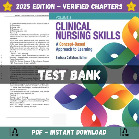 Test Bank – Clinical Nursing Skills A Concept-Based Approach, 3rd Edition (Callahan, 2019)-ExamThrive