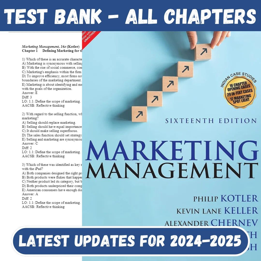 Test Bank For Marketing Management, 16th Edition by Philip Kotler-ExamThrive