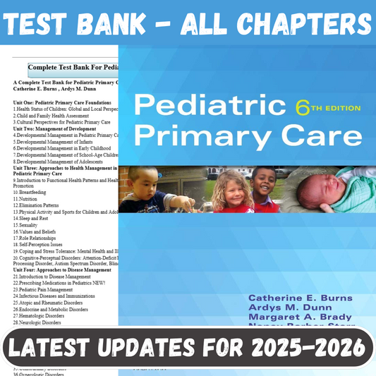 Test Bank For Pediatric Primary Care 6th Edition By Burns-ExamThrive