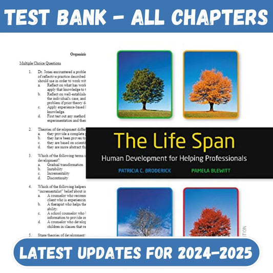 Test Bank For The Life Span, Human Development for Helping Professionals 5th Edition by Patricia Broderick, Pamella Blewitt-ExamThrive