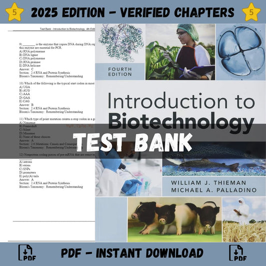 Test Bank – Introduction to Biotechnology, 4th Edition (Thieman, 2019)-ExamThrive