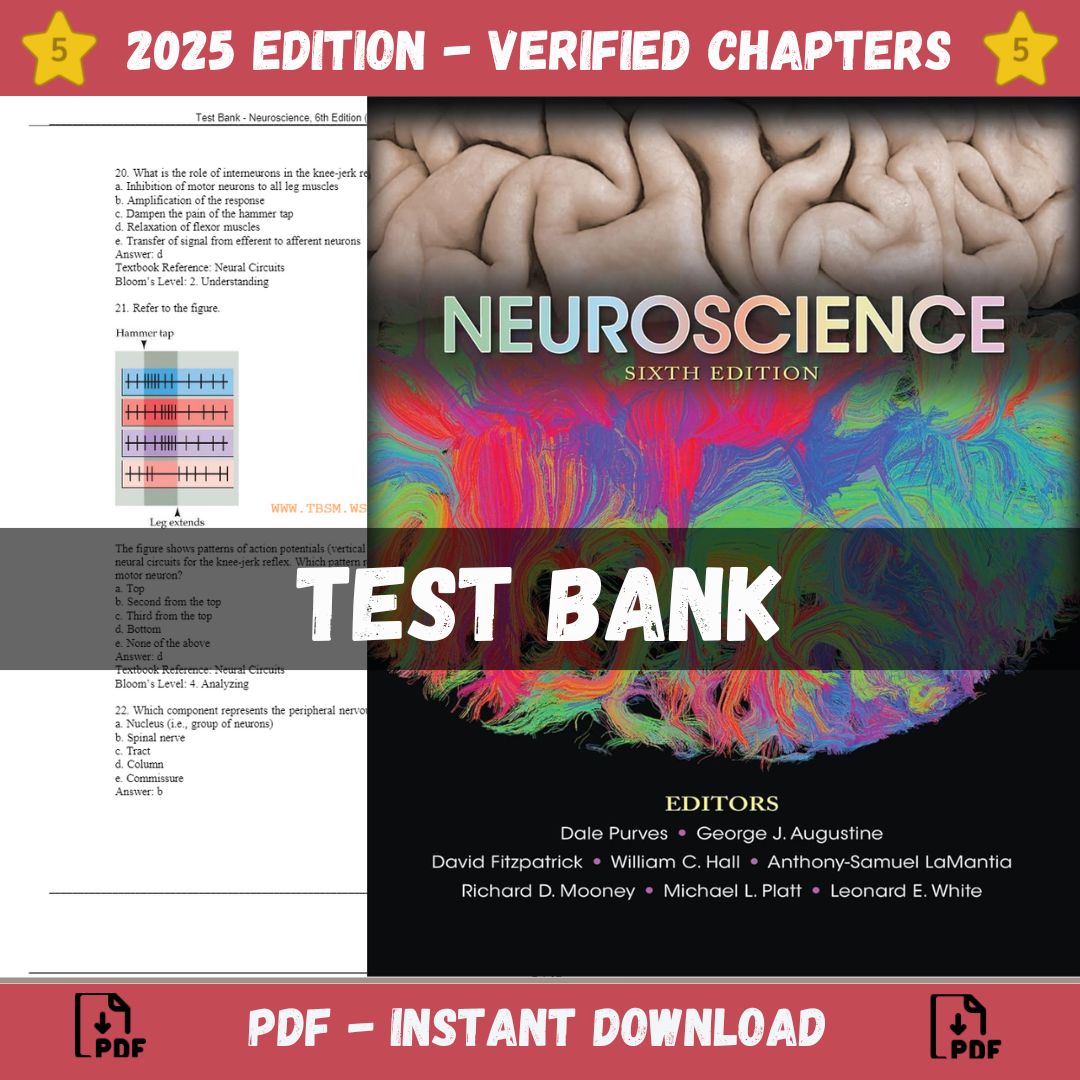 Test Bank – Neuroscience, 6th Edition (Purves, 2018)-ExamThrive