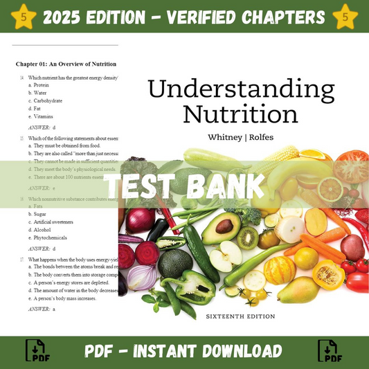 Test Bank – Understanding Nutrition 16th Edition (Whitney, 2022)-ExamThrive