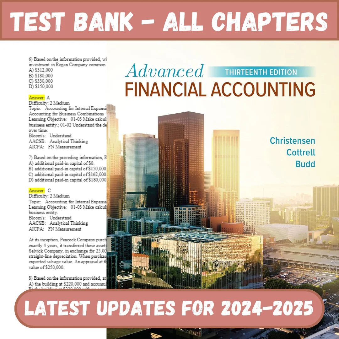 Test Bank for Advanced Financial Accounting 13th Edition by Christensen-ExamThrive