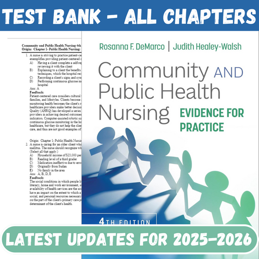 Test Bank for Community and Public Health Nursing: Evidence for Practice, 4th Edition by Rosanna DeMarco-ExamThrive