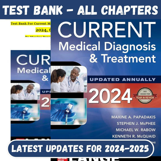 Test Bank for Current Medical Diagnosis And Treatment 2024, 63rd Edition by Maxine Papadakis, Stephen Mcphee-ExamThrive