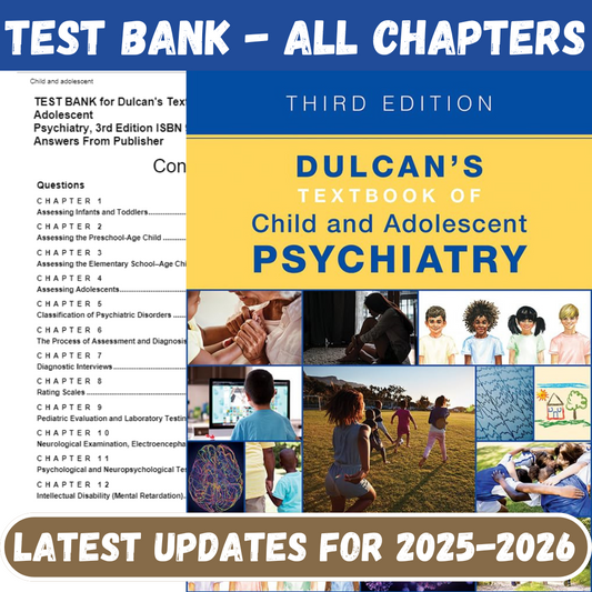 Test Bank for Dulcan’s Textbook of Child and Adolescent Psychiatry 3rd Edition-ExamThrive