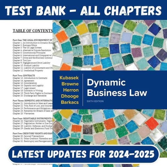 Test Bank for Dynamic Business Law 6th Edition by Kubasek-ExamThrive
