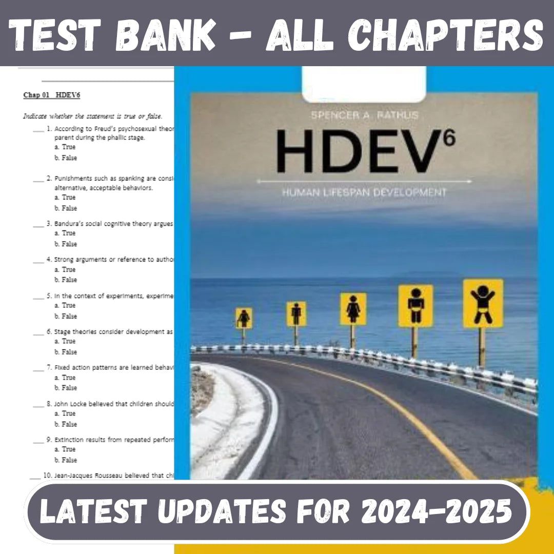 Test Bank for HDEV : human lifespan development 6th Edition by Spencer A. Rathus-ExamThrive