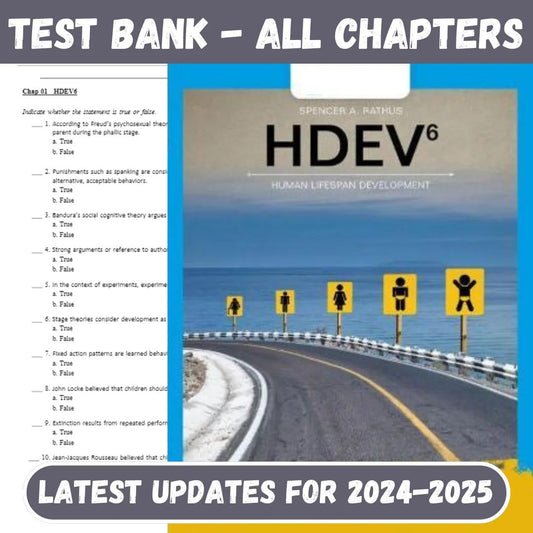 Test Bank for HDEV : human lifespan development 6th Edition by Spencer A. Rathus-ExamThrive