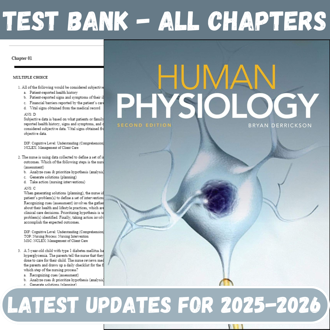 Test Bank for Human Physiology, 2nd Edition by Derrickson-ExamThrive