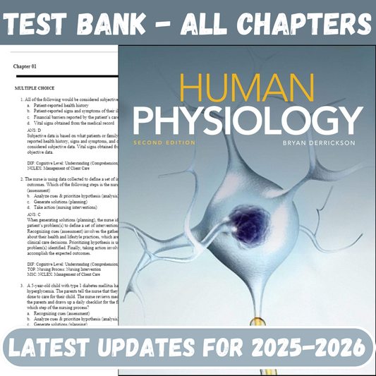 Test Bank for Human Physiology, 2nd Edition by Derrickson-ExamThrive