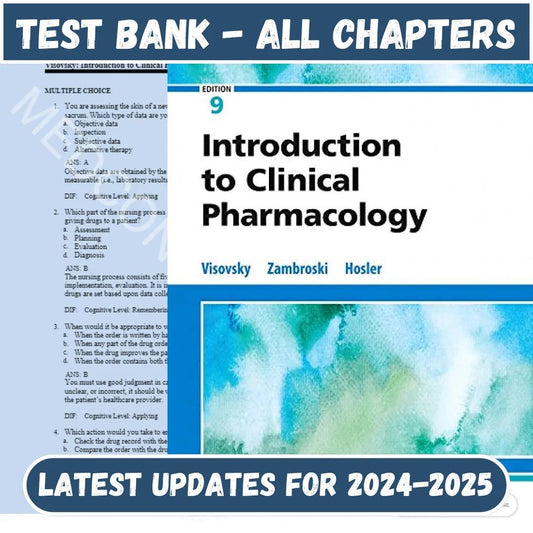 Test Bank for Introduction to Clinical Pharmacology, 9th Edition by Visovsky-ExamThrive