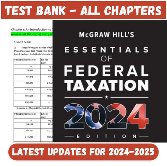 Test Bank for Mcgraw-hill’s Essentials Of Federal Taxation 2024 Edition, 15th Edition by Brian Spilker-ExamThrive