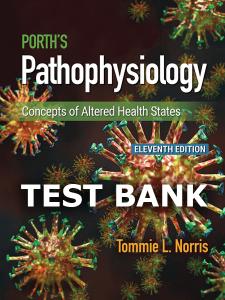 Test Bank for Porths Pathophysiology 11th by Norris-TestyBank