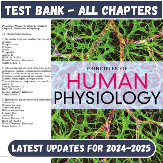Test Bank for Principles of Human Physiology, 6th Edition by Cindy Stanfield-ExamThrive