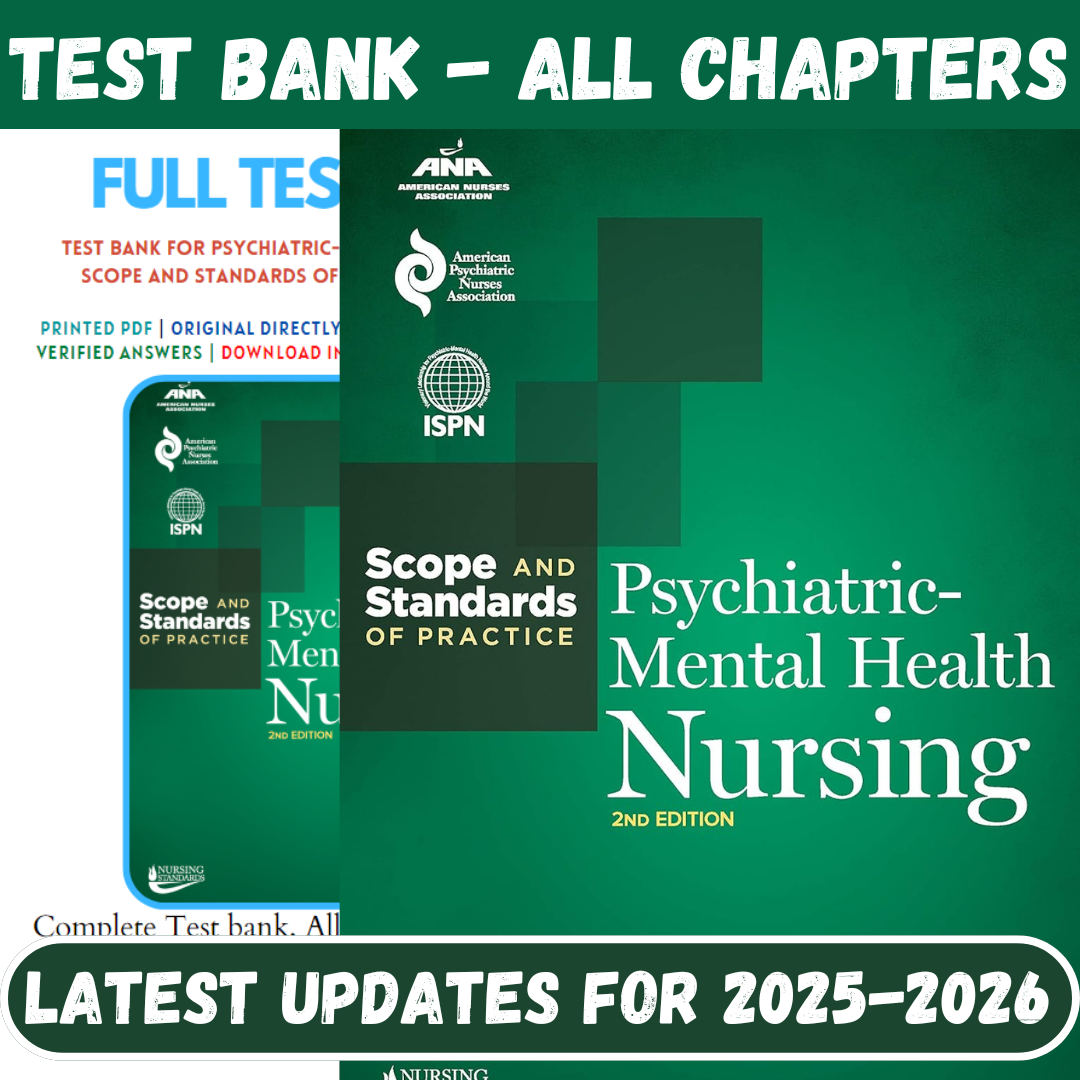 Test Bank for Psychiatric-Mental Health Nursing: Scope and Standards of Practice 2nd Edition by American Nurses Association-ExamThrive
