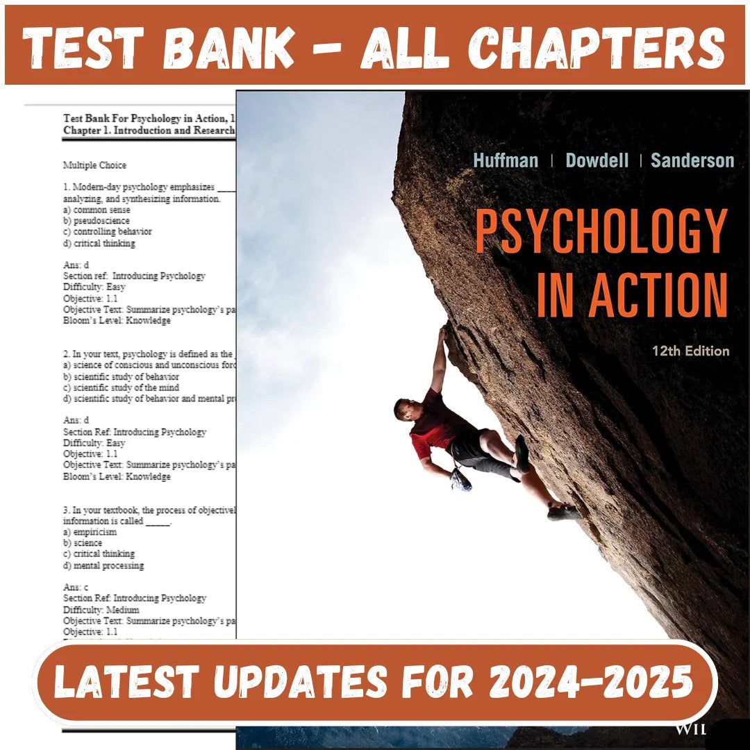 Test Bank for Psychology in Action 12th Edition by Huffman-ExamThrive