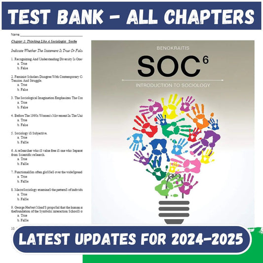 Test Bank for SOC 6th Edition by Benokraitis-ExamThrive