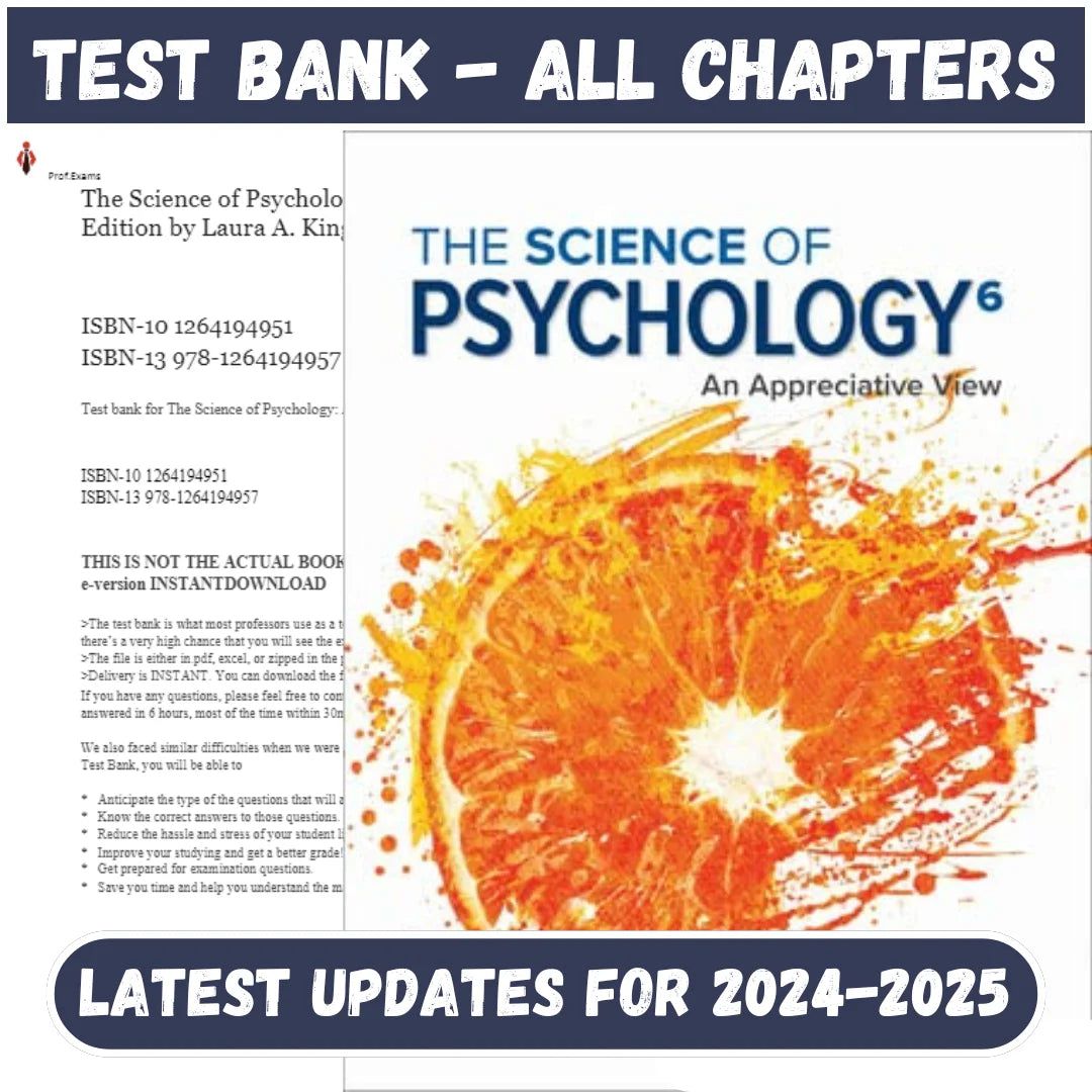 Test Bank for Science of Psychology An Appreciative View 6th Edition by King-ExamThrive