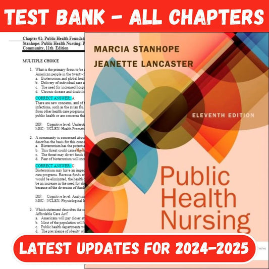 Test Bank for public health nursing: Population-Centered Health Care in the Community 11th Edition by Marcia Stanhope-ExamThrive