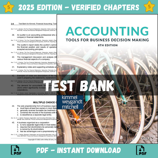 Test bank – Accounting Tools For Business Decision Making 8th Edition (Paul D. Kimmel, 2023)-ExamThrive