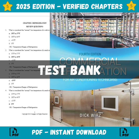 Test bank – Commercial Refrigeration for Air Conditioning Technicians 4th Edition (Dick Wirz, 2021)-ExamThrive