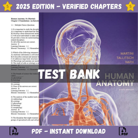 Test bank – Human Anatomy 9th Edition, (Martini, 2017)-ExamThrive