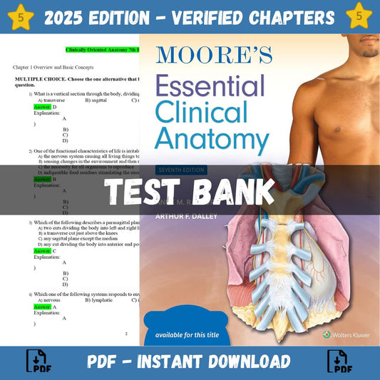 Test bank – Moore’s Clinically Oriented Anatomy 9th Edition, (Dalley, 2023)-ExamThrive