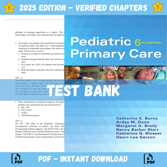Test bank – Pediatric Primary Care 6th Edition (Burns, 2016)-ExamThrive