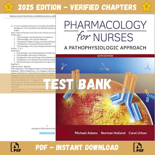 Test bank – Pharmacology for Nurses A Pathophysiologic Approach 6th Edition (Adams, 2019)-ExamThrive